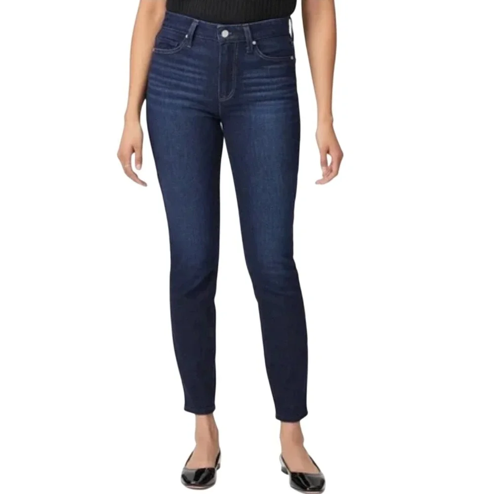 Paige Skyline Skinny Jeans High Rise Women Size 31 Dark Indigo Blue Stretch